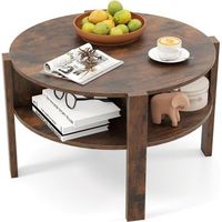 mesa de centro costway de 2 niveles 46 x 75 x 75 cm - madera - marron