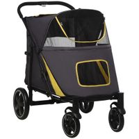 pawhut carrito plegable para perros de tamano mediano con entradas de cremallera y ventanas de red 112x65x100 cm   aosom espana
