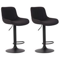 set de 2 taburetes de bar lentini en tela negro 50x50x86 cm clp