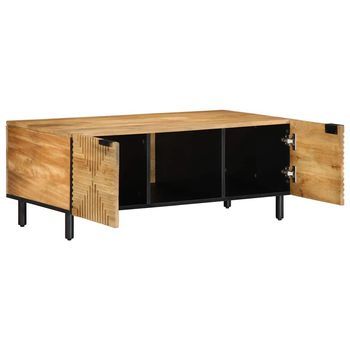 Mesa De Centro Madera Maciza De Mango Negra 100x54x40 Cm Marrón
