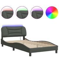 cama para adulto  cama individual  estructura de cama con luces led tela gris oscuro 100x200 cm