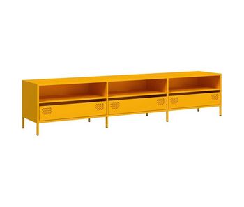 Mueble tv - mesa de tv acero laminado en frío amarillo mostaza 202x39x43,5cm
