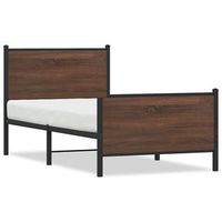 cama con cabecero y pie de cama metal marron roble 100x200 cm