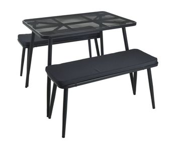 Well home - conjunto de muebles de jardín mesa + 2 sillas con cojines