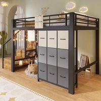 cama alta metalica de 140 x 200 cm con cajones escalera y barandilla