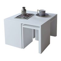 set mesas auxiliares de aglomerado wellhome 67x66x12 cm blanco