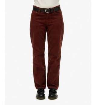 Superdry para mujer. W7011216A Pantalón Straight Leg marrón (28/30), Casual, Pana