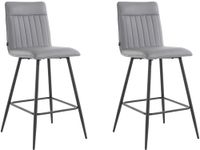 juego de 2 taburetes de bar tapizados en pu gris