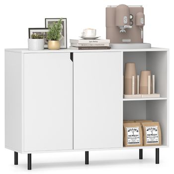 Costway Aparador de Buffet de 106 cm Armario de Almacenamiento Moderno para Cocina con 2 Puertas y Estantes Armario de Café Bar para Comedor Blanco