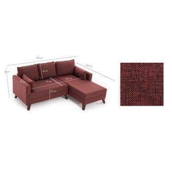 Sofá Cama Rinconera Bella Derecho 2 Rojo Burdeos
