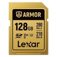 tarjeta sd lexar armor gold 128gb uhs-ii v60 ip68 acero inoxidable