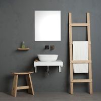 mueble de bano suspendido de 60cm con estante blanca lavabo de apoyo y espejo  valentina