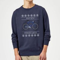 ride now turkey later christmas jumper - navy - xl