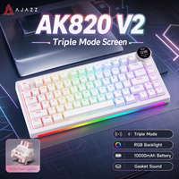 teclado mecanico inalambrico ajazz ak820 v2 75 de triple modo con pantalla inteligente y perilla montaje gasket con amortiguacion de 5 capas teclas intercambiables en caliente frecuencia de sondeo