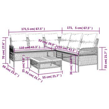 Conjunto De Sofás Para Patio (con Cojines, Ratán Poliéster Beige)