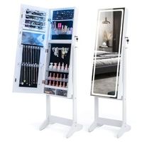 armario joyero con espejo y espejo armario con espejo y iluminacion led de 3 colores estante para joyeria blanco
