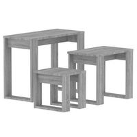 mesas apilables 3 pzas madera contrachapada color gris sonoma vidaxl