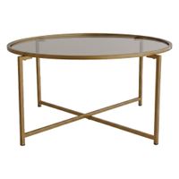 mesa de centro de metal dorado 83x83x40h cm