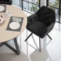 silla de comedor 360 con reposabrazos y de terciopelo negro