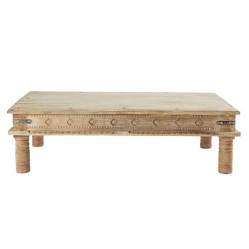 Mesa de centro de mango macizo blanqueado de 140 cm