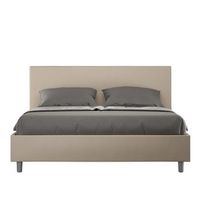 cama sin somier acolchada 160x190 cuero sintetico gris paloma adele