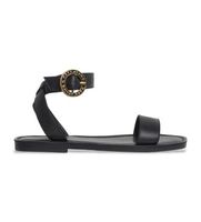 pepe jeans para mujer pls90700 sandalias de piel kat logo negro 39 plano hebilla casual