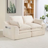 sofa modular de 2 plazas en terciopelo de canale beige con cojines bolsillos espuma de 3 capas y resortes para salon