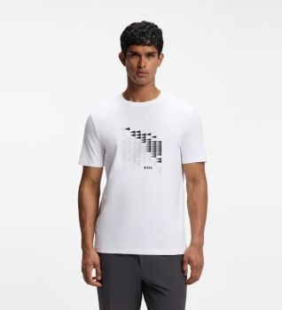 BOSS para hombre. 50566853 Camiseta TS Network Flag blanco (S), Casual, Algodón, Manga corta