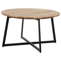 mesa de centro de metal y madera redonda 80x80x45h cm