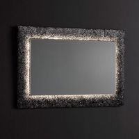 espejo reversible con marco negro de vidrio fundido y grava 90 x 62 cm