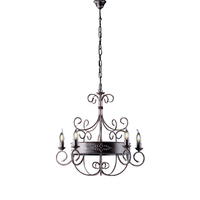 lampara de arana baltimora en hierro lacado negro y oxido 5 luces 120 o60 bl183-5-rg