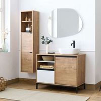 pack muebles para bano tamesis estilo industrial roble gold y blanco mueble bano  columna  lavabo ceramico
