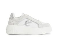 zapatillas slip-on de piel de ante laminado con apliques de glitter white