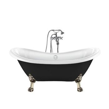 Bañera Con Patas Darlington Negra 175 Cm Patas León Bronce Envejecido
