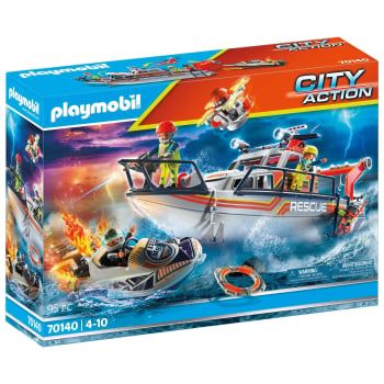 PLAYMOBIL - City Action Rescate marítimo Operación lucha contra incendios con yate de rescate +4 años
