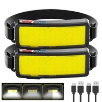 potente linterna frontal led cob tipo c linterna frontal recargable con bateria integrada linterna para acampar y pescar al aire libre antorcha impermeable