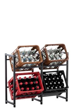 Estanteria para cajas de bebidas en metal negro