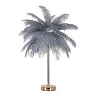 lampara de metal dorado con plumas grises o 55x60 cm