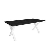 mesa de comedor 10 comensales 200 robusta y estable gracias a su estructura y patas macizas negro estilo industrial