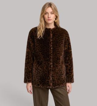 Marella para mujer. 2623456044200 Chaqueta Mlsmacro marrón (40), Casual, Animal print, Poliéster