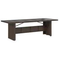 mesa de jardin  mesa de exterior superficie de vidrio ratan pe marron 240x90x75cm