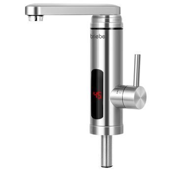 Grifo Calentador Agua Eléctrico Instantáneo De Mesa Bajo Consumo, Acero Inox, Display, Camping Acero Inoxidable 3600w Briebe Ih1204