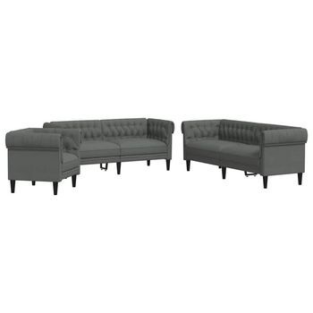 Sofá De Sala 3 Uds. Gris Oscuro Tela Vidaxl