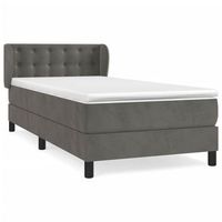 cama para adulto  cama individual  cama box spring con colchon terciopelo gris oscuro 90x190 cm