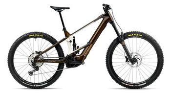 Orbea wild m20 mtb electrica con suspension total shimano 12s 750 wh bosch 100 nm 29  caramelo carbono vista blanco crema 2025