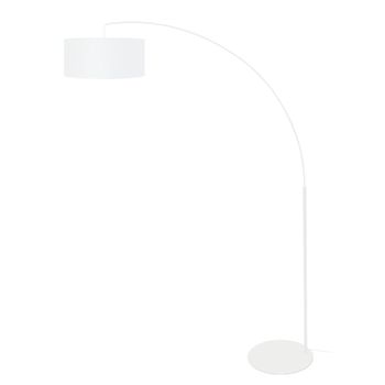 Lámpara de pie arco metal blanco pantalla tejido blanco