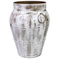 jarron de metal envejecido blanco 45x45x60h cm
