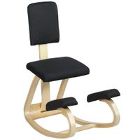 homcom silla ergonomica de rodillas con respaldo cojines acolchados marco de madera para una mejor postura oficina negro