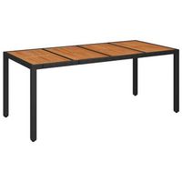 mesa de jardinrmesa para exterioresrmesa de patio superficie de madera ratan pe negro 190x90x75 cm