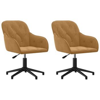 Pack 2 Uds Sillas De Comedor | Silla De Cocina | Mueble De Comedor Giratorias Terciopelo Marrón
